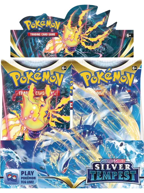 Pokémon Silver Tempest Booster Box – Sealed 36-pack set featuring Lugia VSTAR, Alolan Vulpix VSTAR, and more from the Sword & Shield series